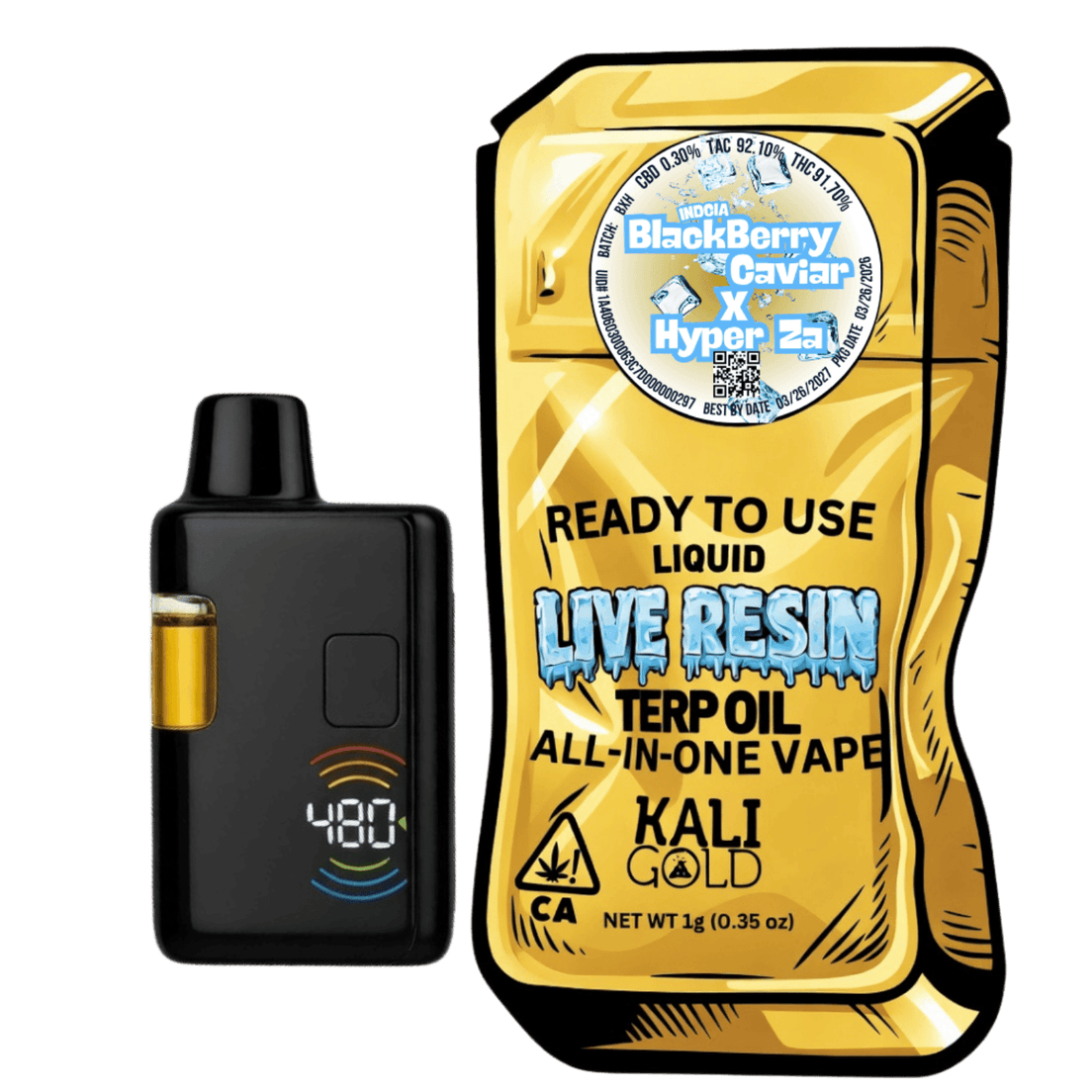 Kali Gold Blackberry Caviar x Hyper Za 1g All in One Vape 78%