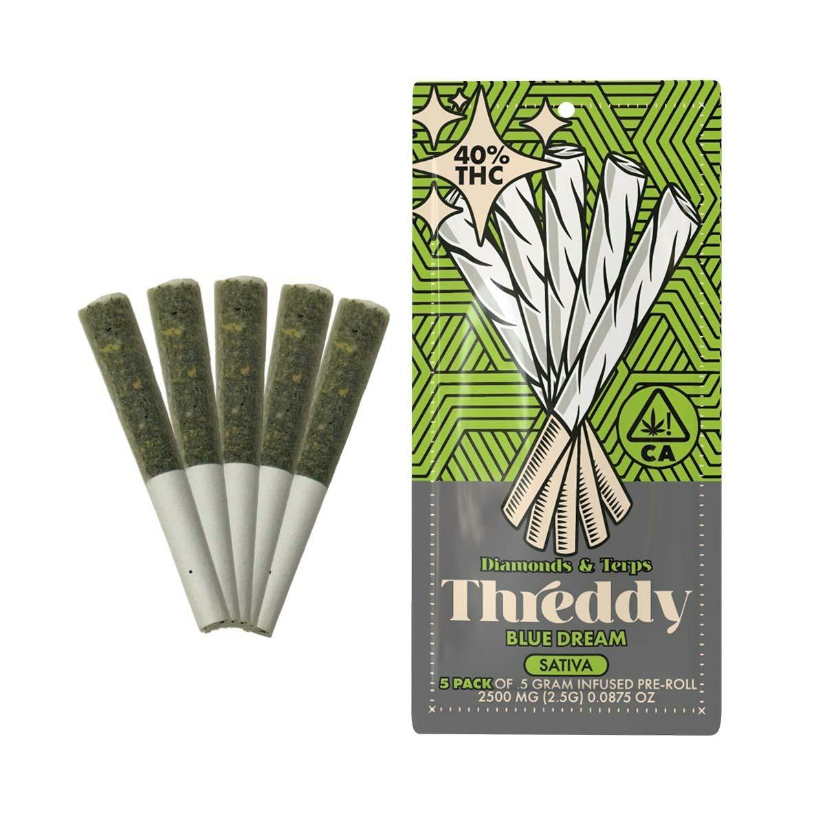 Threddy Blue Dream .5g Infused Preroll 5pk 40%