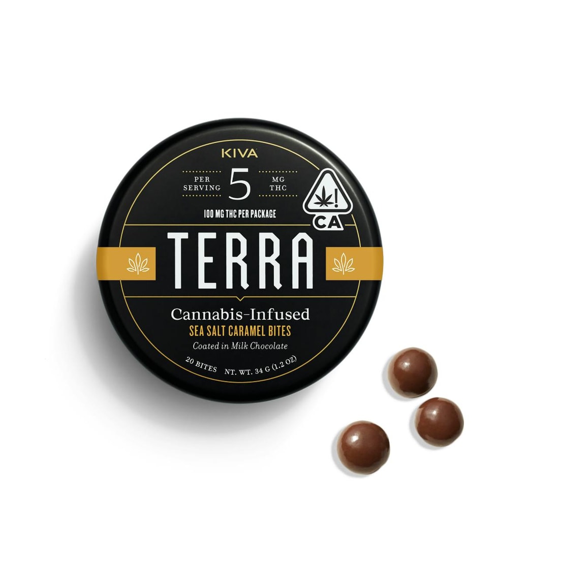 Kiva Terra Sea Salt Milk Chocolate Caramel BItes 100mg THC