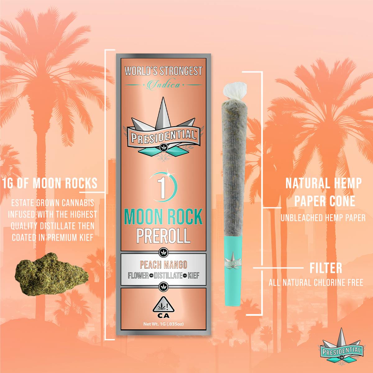 Presidential Peach Mango 1g Moon Rock Preroll 35%